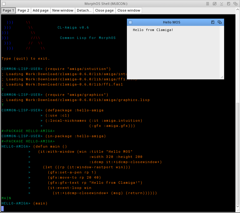 Clamiga native GUI example